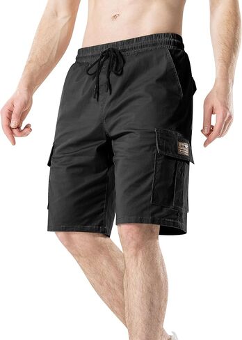 Men's Cargo Shorts Cotton Drawstring Summer Stretch Relaxed Fit with 6 Pockets Mens Work Short in Saudi Arabia