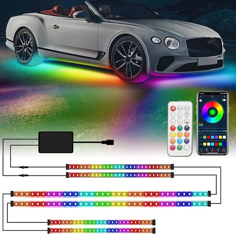 Winunite مركبة Underglow LED أضواء الشريط مع حلم اللون مطاردة بلوتوث APP التحكم 12V مجموعة ضوء Underbody لسيارات الدفع الرباعي والشاحنات والقوارب مع تصميم مقاوم للماء بخطين in Kuwait
