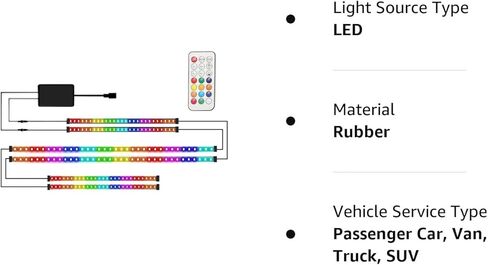 Winunite مركبة Underglow LED أضواء الشريط مع حلم اللون مطاردة بلوتوث APP التحكم 12V مجموعة ضوء Underbody لسيارات الدفع الرباعي والشاحنات والقوارب مع تصميم مقاوم للماء بخطين in Kuwait