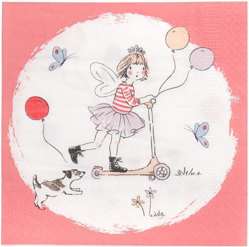 مناديل وردية لمستلزمات حفلات أعياد ميلاد الأطفال الجميلة | أدوات المائدة الورقية القابلة لإعادة التدوير، للاستعمال مرة واحدة | بديل لحزمة النوم للفتيات من Fairy Princess Girls المكونة من 20 قطعة in Kuwait