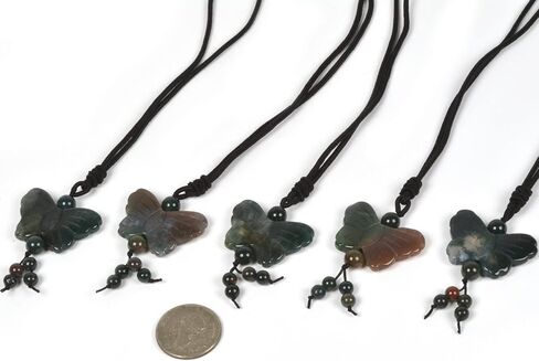 Justinstones Natural Quartz Crystal Carved 40mm Butterfly Insect Totem Animal Guardian Pendant Adjustable Braided Cord Necklace 18 to 28 Inch in Saudi Arabia