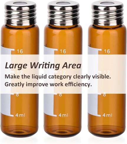 100 Pack Screw Top Headspace Vial, 10ML Precision Thread Vial, Borosilicate Clear Glass and Rounded Bottom, Magnetic Precision Open Top Screw Cap with Blue PTFE (Brown) in Saudi Arabia
