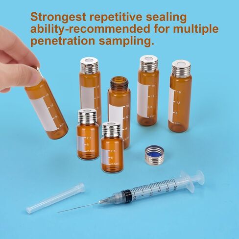 100 Pack Screw Top Headspace Vial, 10ML Precision Thread Vial, Borosilicate Clear Glass and Rounded Bottom, Magnetic Precision Open Top Screw Cap with Blue PTFE (Brown) in Saudi Arabia
