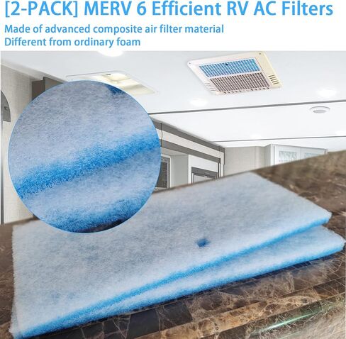فلتر تيار متردد RV مقاس 6 × 14 بوصة مرشحات هواء RV لفتحة مكيف الهواء، فلتر تيار متردد MERV 6 للهواء النظيف [مرشحان] in Kuwait