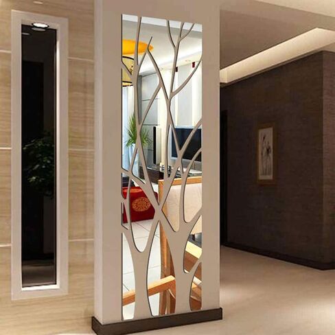 Family Tree Wall Decor Abstract Wall Art 3D DIY Acrylic Decorative Mirror Wall Stickers for Living Room Bedroom Kitchen The Home Modern Decorations 60x16 inch in Saudi Arabia