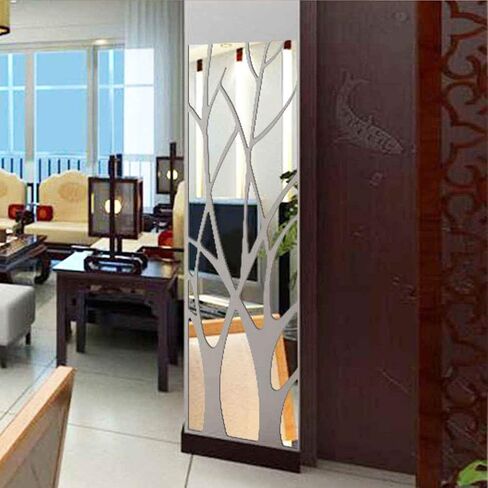 Family Tree Wall Decor Abstract Wall Art 3D DIY Acrylic Decorative Mirror Wall Stickers for Living Room Bedroom Kitchen The Home Modern Decorations 60x16 inch in Saudi Arabia