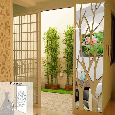 Family Tree Wall Decor Abstract Wall Art 3D DIY Acrylic Decorative Mirror Wall Stickers for Living Room Bedroom Kitchen The Home Modern Decorations 60x16 inch in Saudi Arabia