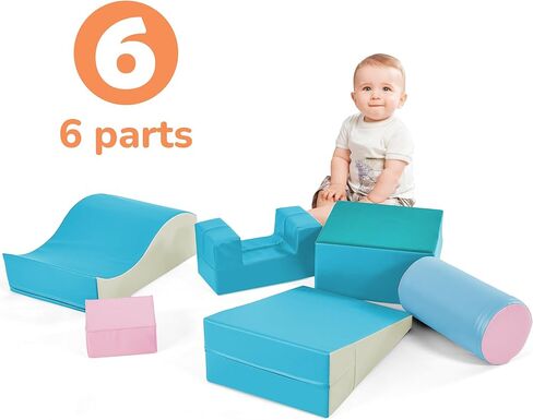 مجموعة لعب التسلق والزحف الإسفنجية من ميراكس 6 في 1، منطقة ناعمة داخلية للأطفال وهيكل لعب نشط للمبتدئين، متعدد الألوان-1 in Kuwait