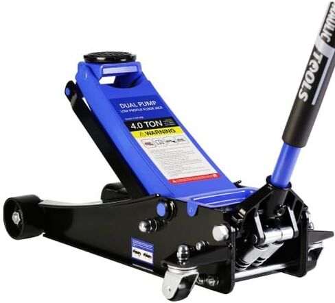2.5T(5000 lb) Low Profile Floor Jack, Steel Racing Floor Jack with Dual Pistons Quick Lift Pump, Hydraulic Floor Jack for Garage Workshop Lifting Cars Light Van, Lifting Range 3.5"-19.5" in Saudi Arabia