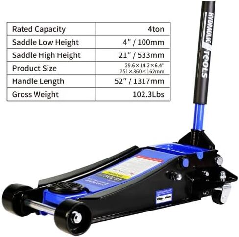 2.5T(5000 lb) Low Profile Floor Jack, Steel Racing Floor Jack with Dual Pistons Quick Lift Pump, Hydraulic Floor Jack for Garage Workshop Lifting Cars Light Van, Lifting Range 3.5"-19.5" in Saudi Arabia