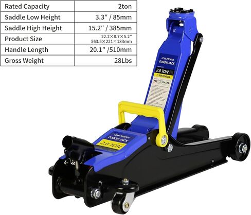 2.5T(5000 lb) Low Profile Floor Jack, Steel Racing Floor Jack with Dual Pistons Quick Lift Pump, Hydraulic Floor Jack for Garage Workshop Lifting Cars Light Van, Lifting Range 3.5"-19.5" in Saudi Arabia