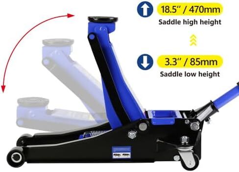 3T(6000 رطل) رافعة أرضية منخفضة المستوى، رافعة أرضية سباق فولاذية مع مضخة رفع سريعة بمكبس واحد، رافعة أرضية هيدروليكية لورشة عمل المرآب رفع السيارات الخفيفة، نطاق الرفع 5.1"-20" in Kuwait