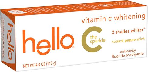 معجون أسنان مبيض بفيتامين C مع الفلورايد، معجون أسنان لتبييض الأسنان للبالغين، يساعد على إنعاش التنفس ويزيل البقع السطحية، خالٍ من SLS، نكهة النعناع الطبيعية، أنبوب 4.0 أونصة in Kuwait