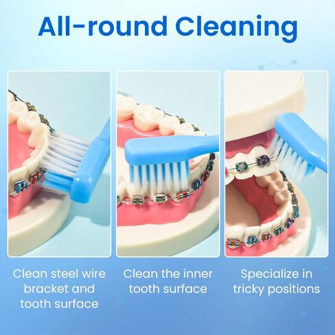 Y-Kelin 2IN1 Orthodontic Braces Toothbrush with interdental Brush in Kuwait