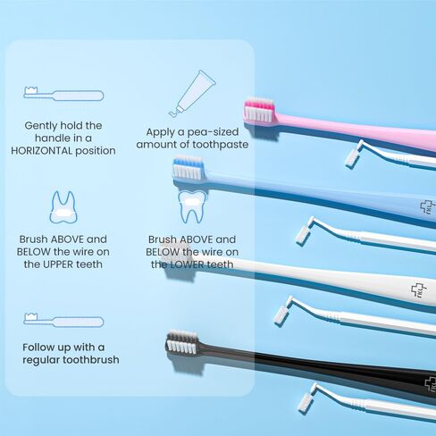 Y-Kelin 2IN1 Orthodontic Braces Toothbrush with interdental Brush in Kuwait