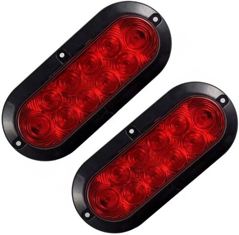 DT 2pcs Surface Mounted 6 Inch Oval Red LED Stop Turn Trailer Tail Light IP65 Waterproof with DOT Certification in Saudi Arabia