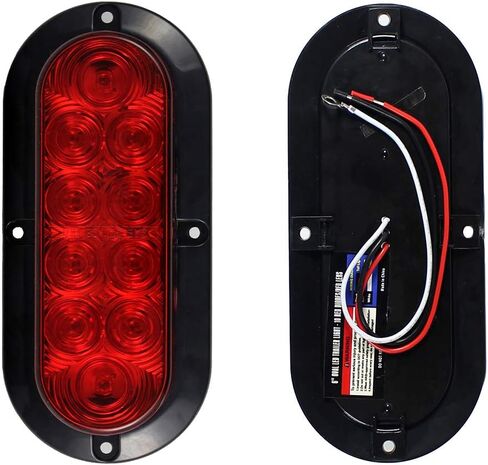 DT 2pcs Surface Mounted 6 Inch Oval Red LED Stop Turn Trailer Tail Light IP65 Waterproof with DOT Certification in Saudi Arabia