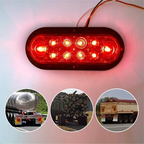 DT 2pcs Surface Mounted 6 Inch Oval Red LED Stop Turn Trailer Tail Light IP65 Waterproof with DOT Certification in Saudi Arabia