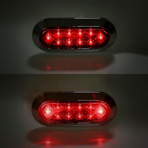 DT 2pcs Surface Mounted 6 Inch Oval Red LED Stop Turn Trailer Tail Light IP65 Waterproof with DOT Certification in Saudi Arabia