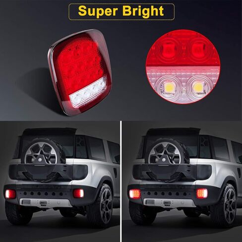 مصابيح مقطورة LIMICAR 16 LED، مصابيح خلفية RV مزدوجة الألوان باللونين الأحمر/الأبيض، وإيقاف إشارة الانعطاف الاحتياطية وأضواء الفرامل RV العكسية، وأضواء علامة التخليص لشاحنة المقطورة Jeep YJ TJ JK CJ in Kuwait