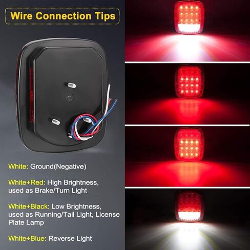 مصابيح مقطورة LIMICAR 16 LED، مصابيح خلفية RV مزدوجة الألوان باللونين الأحمر/الأبيض، وإيقاف إشارة الانعطاف الاحتياطية وأضواء الفرامل RV العكسية، وأضواء علامة التخليص لشاحنة المقطورة Jeep YJ TJ JK CJ in Kuwait