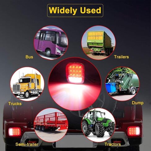 مصابيح مقطورة LIMICAR 16 LED، مصابيح خلفية RV مزدوجة الألوان باللونين الأحمر/الأبيض، وإيقاف إشارة الانعطاف الاحتياطية وأضواء الفرامل RV العكسية، وأضواء علامة التخليص لشاحنة المقطورة Jeep YJ TJ JK CJ in Kuwait