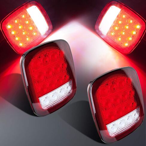 مصابيح مقطورة LIMICAR 16 LED، مصابيح خلفية RV مزدوجة الألوان باللونين الأحمر/الأبيض، وإيقاف إشارة الانعطاف الاحتياطية وأضواء الفرامل RV العكسية، وأضواء علامة التخليص لشاحنة المقطورة Jeep YJ TJ JK CJ in Kuwait