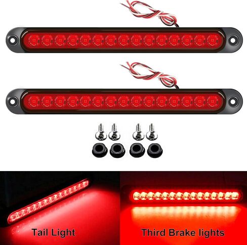 2pcs Amber 15LEDs Trailer Brake Tail Light Bar LED Trailer Lights Waterproof Stop Turn Signal Tail Lights Trailer Identification Light for Marine Boats Golf Truck Offroad in Saudi Arabia