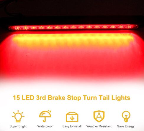 2pcs Amber 15LEDs Trailer Brake Tail Light Bar LED Trailer Lights Waterproof Stop Turn Signal Tail Lights Trailer Identification Light for Marine Boats Golf Truck Offroad in Saudi Arabia