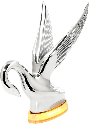 غطاء محرك السيارة GG Grand General 47990 من الكروم الكلاسيكي على شكل بجعة مزود بقاعدة توهج LED باللون الكهرمان/العنبر 6 in Kuwait