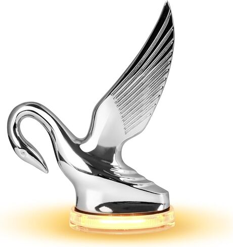 غطاء محرك السيارة GG Grand General 47990 من الكروم الكلاسيكي على شكل بجعة مزود بقاعدة توهج LED باللون الكهرمان/العنبر 6 in Kuwait