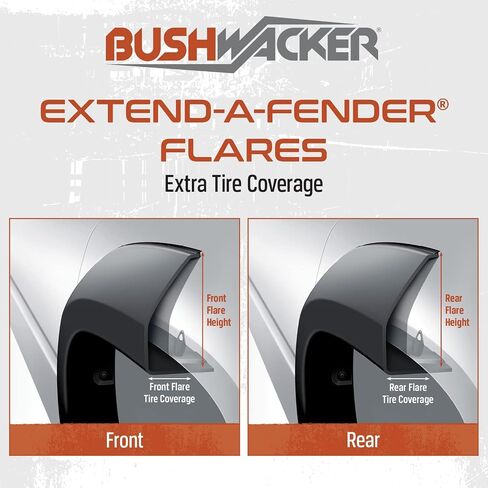 Bushwacker Extend-A-Fender مشاعل أمامية وخلفية ممتدة | طقم مكون من 4 قطع، أسود، لمسة نهائية ناعمة | 20926-02 | يناسب 2009-2014 Ford F-150 (باستثناء رابتور) in Kuwait