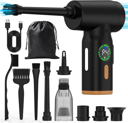 VNPONV Compressed Air Duster, 120000RPM Electric Air Duster & Vacuum Cleaner 2 in 1 Rechargeable 7600mAh Cordless, Keyboard and Computer Cleaner, Replaces Compressed Air Cans in Saudi Arabia