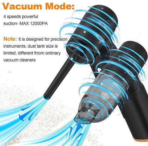 VNPONV Compressed Air Duster, 120000RPM Electric Air Duster & Vacuum Cleaner 2 in 1 Rechargeable 7600mAh Cordless, Keyboard and Computer Cleaner, Replaces Compressed Air Cans in Saudi Arabia