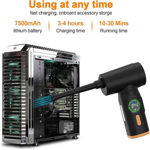 VNPONV Compressed Air Duster, 120000RPM Electric Air Duster & Vacuum Cleaner 2 in 1 Rechargeable 7600mAh Cordless, Keyboard and Computer Cleaner, Replaces Compressed Air Cans in Saudi Arabia