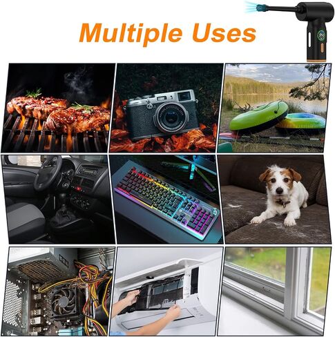VNPONV Compressed Air Duster, 120000RPM Electric Air Duster & Vacuum Cleaner 2 in 1 Rechargeable 7600mAh Cordless, Keyboard and Computer Cleaner, Replaces Compressed Air Cans in Saudi Arabia