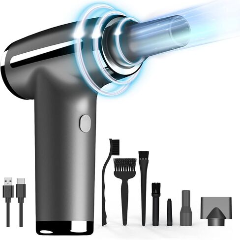 VNPONV Compressed Air Duster, 120000RPM Electric Air Duster & Vacuum Cleaner 2 in 1 Rechargeable 7600mAh Cordless, Keyboard and Computer Cleaner, Replaces Compressed Air Cans in Saudi Arabia
