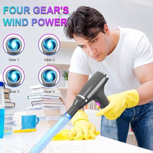 VNPONV Compressed Air Duster, 120000RPM Electric Air Duster & Vacuum Cleaner 2 in 1 Rechargeable 7600mAh Cordless, Keyboard and Computer Cleaner, Replaces Compressed Air Cans in Saudi Arabia