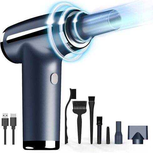 VNPONV Compressed Air Duster, 120000RPM Electric Air Duster & Vacuum Cleaner 2 in 1 Rechargeable 7600mAh Cordless, Keyboard and Computer Cleaner, Replaces Compressed Air Cans in Saudi Arabia