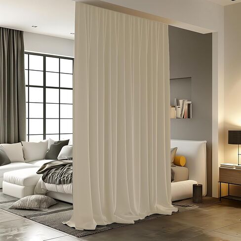 Room Divider Curtains for Ceiling Track Rod, 100% Blackout Ceiling Track Curtains with Hooks Noise Reduction Privacy Curtain for Wall Ceiling Mount Track, 8.3 ft Wide x 9 ft Tall, Black, 1 Panel in Saudi Arabia