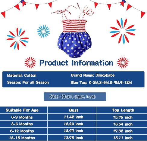 4th من يوليو طفلة الزي الوليد لطيف العلم الأمريكي رومبير أكمام قطعة واحدة ارتداءها الصيف الرضع الملابس in Kuwait