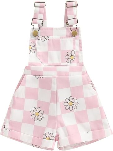 Toddler Baby Girl Clothes Daisy Overalls Shorts Sleeveless Suspender Jumpsuit Romper Cute Summer Outfit Clothing in Kuwait