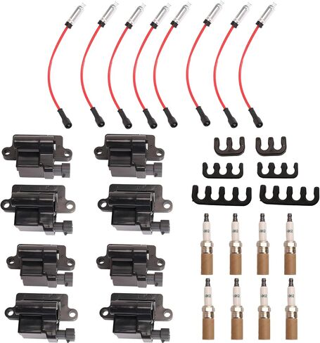 Square Ignition Coil and Spark Plug Wire Fit for Avalanche Fit for Silverado Fit for Cadillac Fit for Escalade Fit for GMC 4.8L 5.3L 6.0L 8.1L Replace# UF-271 41-962 M8-48322R in Saudi Arabia