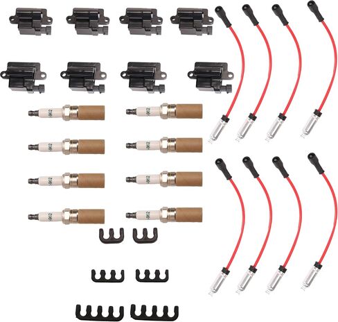 Square Ignition Coil and Spark Plug Wire Fit for Avalanche Fit for Silverado Fit for Cadillac Fit for Escalade Fit for GMC 4.8L 5.3L 6.0L 8.1L Replace# UF-271 41-962 M8-48322R in Saudi Arabia