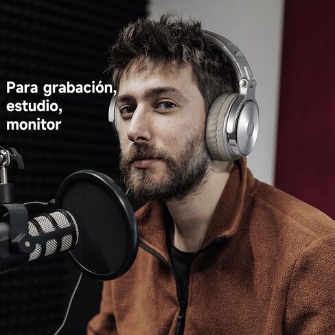 سماعة رأس OneOdio فوق الأذن، شاشة استوديو وسماعات ستيريو DJ مع مشغلات نيوديميوم 50 مم، سماعات رأس خفيفة الوزن قابلة للطي مع منفذ مشاركة وميكروفون لتسجيل بودكاست جيتار تلفزيون الكمبيوتر (فضي) in Saudi Arabia