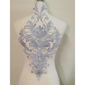 1pcs Large Flower Iron on Patches Clothing DIY Embroidery Sticker Blossom Applique (Silver) in Saudi Arabia