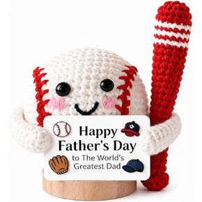 Fathers Day Dad Gifts from Daughter Son Wife, Funny Positive Handmade Crochet Baseball Doll with Card, Father's Day Birthday Gift Idea for Dad Daddy Papa, Bonus Stepdad Desk Decor in Saudi Arabia