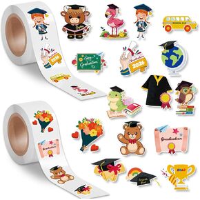 1000 Pcs Preschool Kindergarten Graduation Stickers in 2 Rolls, Waterproof Vinyl Grad Decals for Kids, Cute School 2026 Stickers for Water Bottles Card Envelope Gifts in Saudi Arabia