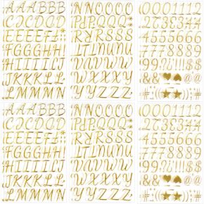 Letter Stickers,328 Pcs Gold Letter Stickers 3D Puffy 1 Inch Small Alphabet ABC Number Stickers, Self-Adhesive Foam Letters for DIY Crafts Graduation Cap Decor Scrapbooking Sign Art Project(6 Sheets) in Saudi Arabia