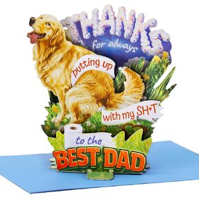 Wiping My Stuff Pop Up Card, 7x5 Inches Dog Theme 3D Greeting Card, Thank You Dad, Best Dad, Gift For Fathers Day, Father, Stepdad, Father in Law, Godfather, Includes Envelope & Message Note in Saudi Arabia